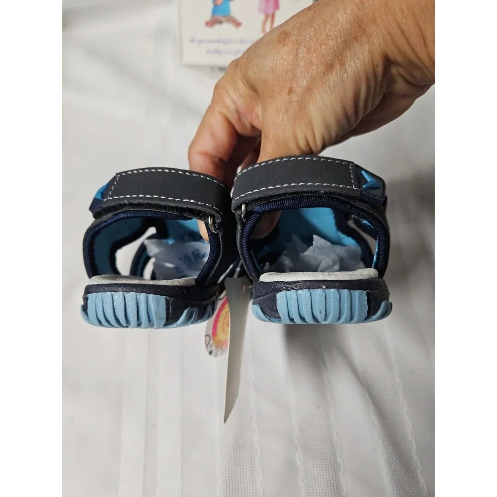 Apakowa Kid's boySoft Sole Close Toe sport sandals toddler little kid  blue US 7